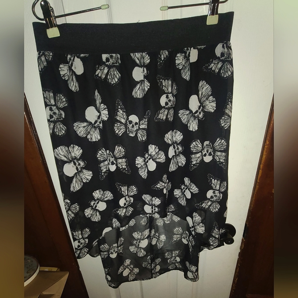 Butterfly skull high low skirt